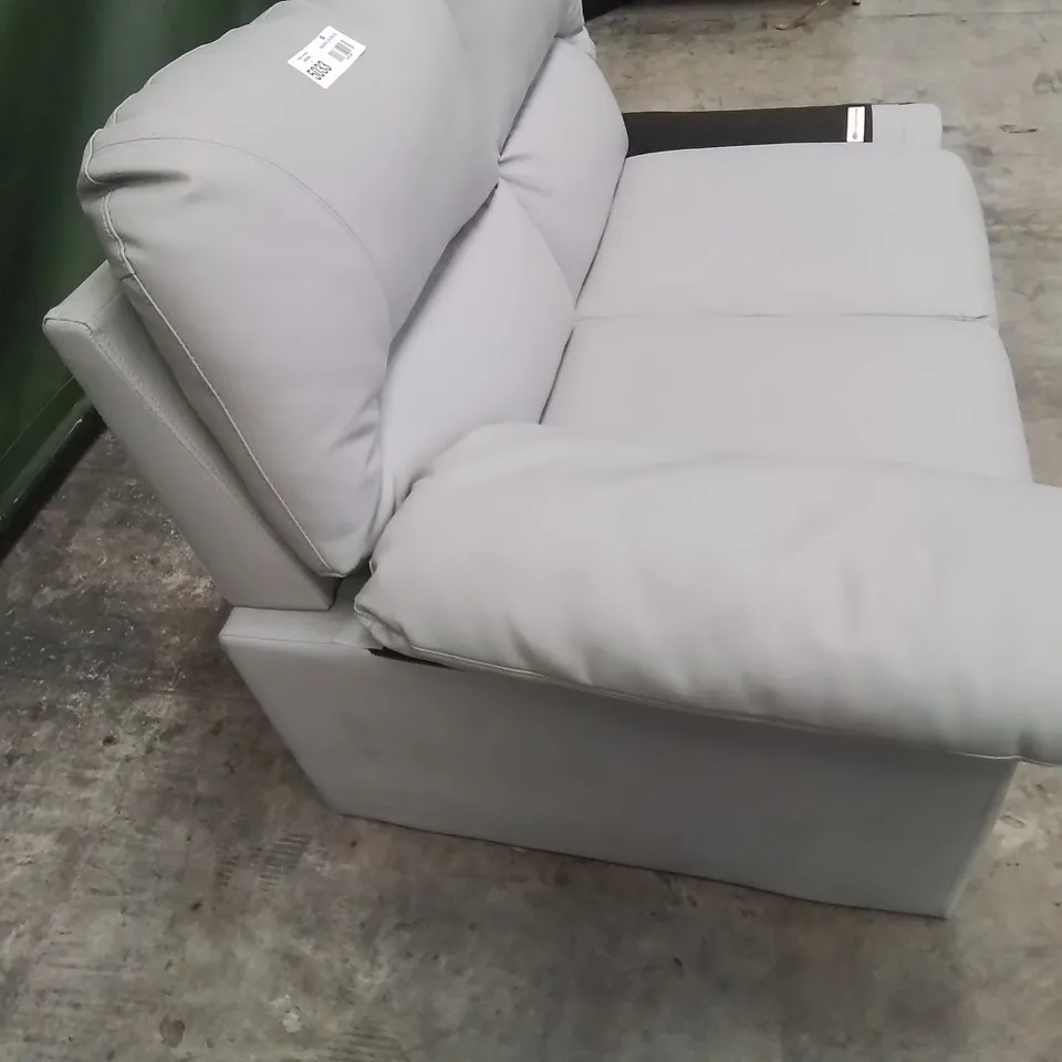 DESIGNER TWO SEATER SOFA LIGHT GREY FAUX LEATHER 