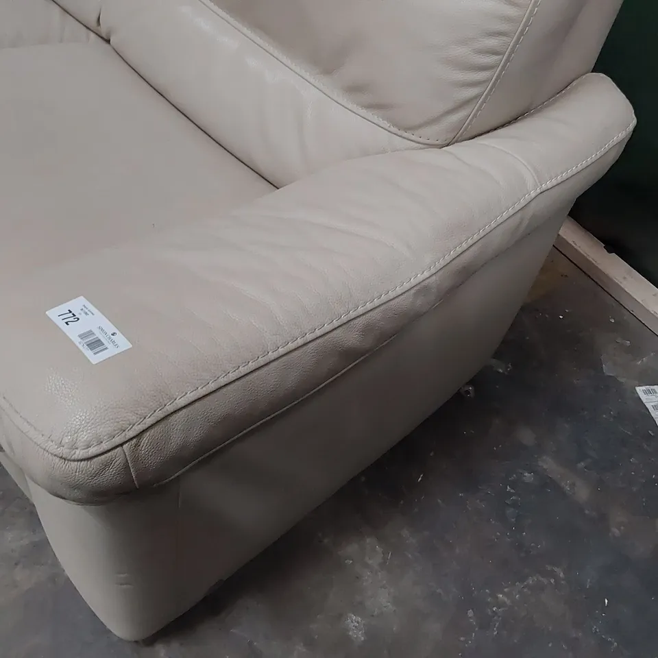 QUALITY DESIGNER THREE SEATER SOFA CREAM LEATHER 