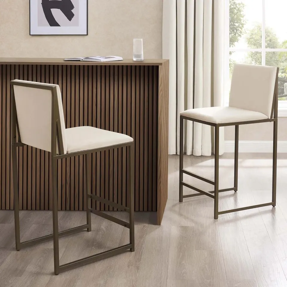 BOXED DUSK RAE SET OF 2 BARSTOOLS - ECRU (1 BOX)