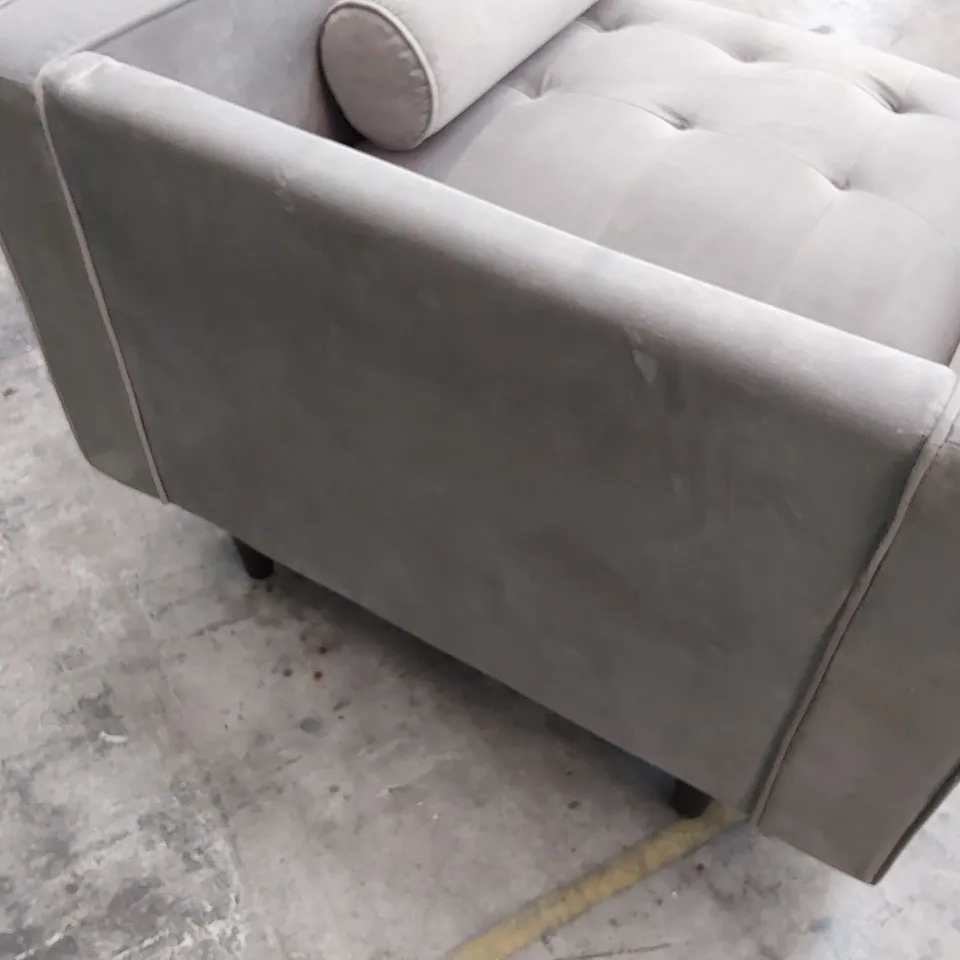 DESIGNER EASY CHAIR GREY PLUSH FABRIC 