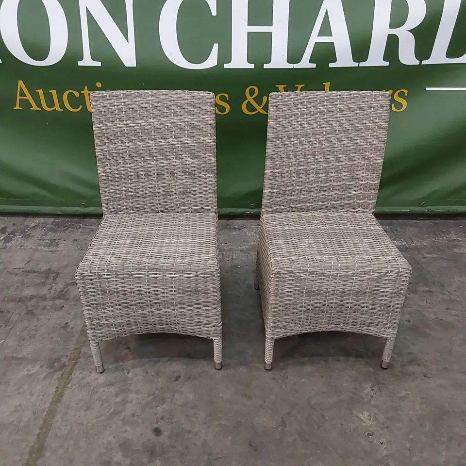 SET OF 2 DESIGNER GREY RATTAN DINING CHAIRS