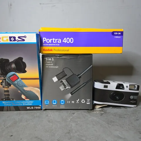 APPROXIMATELY 8 ASSORTED ITEMS TO INCLUDE - KODAK PORTRA 400 , RGBS REMOTE SHUTTER ETC