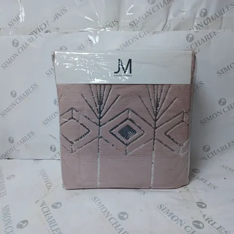 BOXED OUTLET JM BY JULIEN MACDONALD ART DECO REVERSIBLE FAUX FUR THROW IN DUSKY PINK 