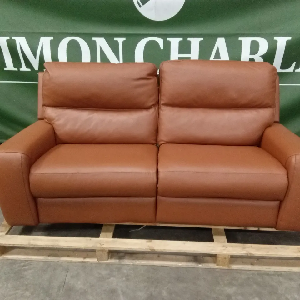 QUALITY DESIGNER 3 SEATER POWER RECLINER LEATHER SOFA - TAN
