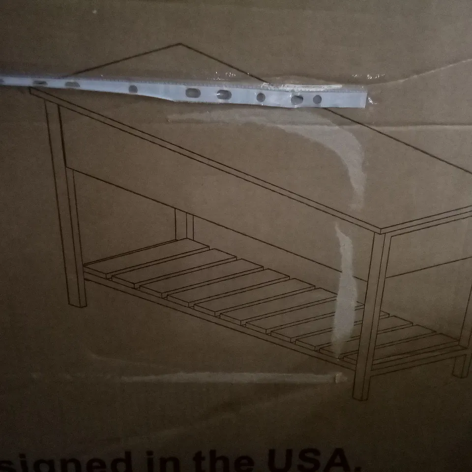 BOXED 48" OPEN TOP STORAGE BENCH WITH SHOE SHELF - BARNWOOD