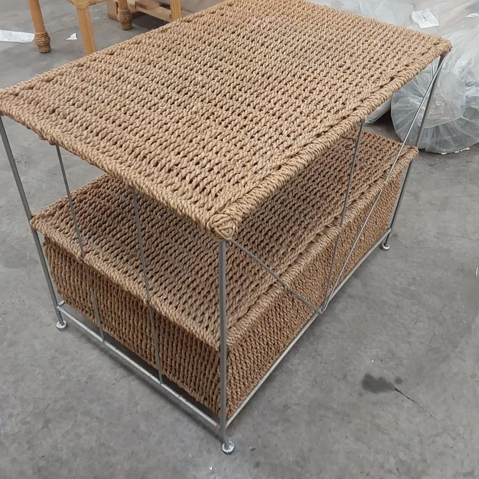 DESIGNER WICKER COFFEE TABLE WITH STORAGE 