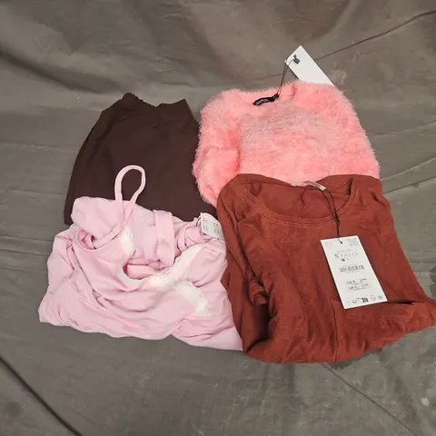 BOX OF APPROXIMATELY 20 ASSORTED CLOTHING ITEMS TO INCLUDE DRESS, TROUSERS, TOPS, ETC