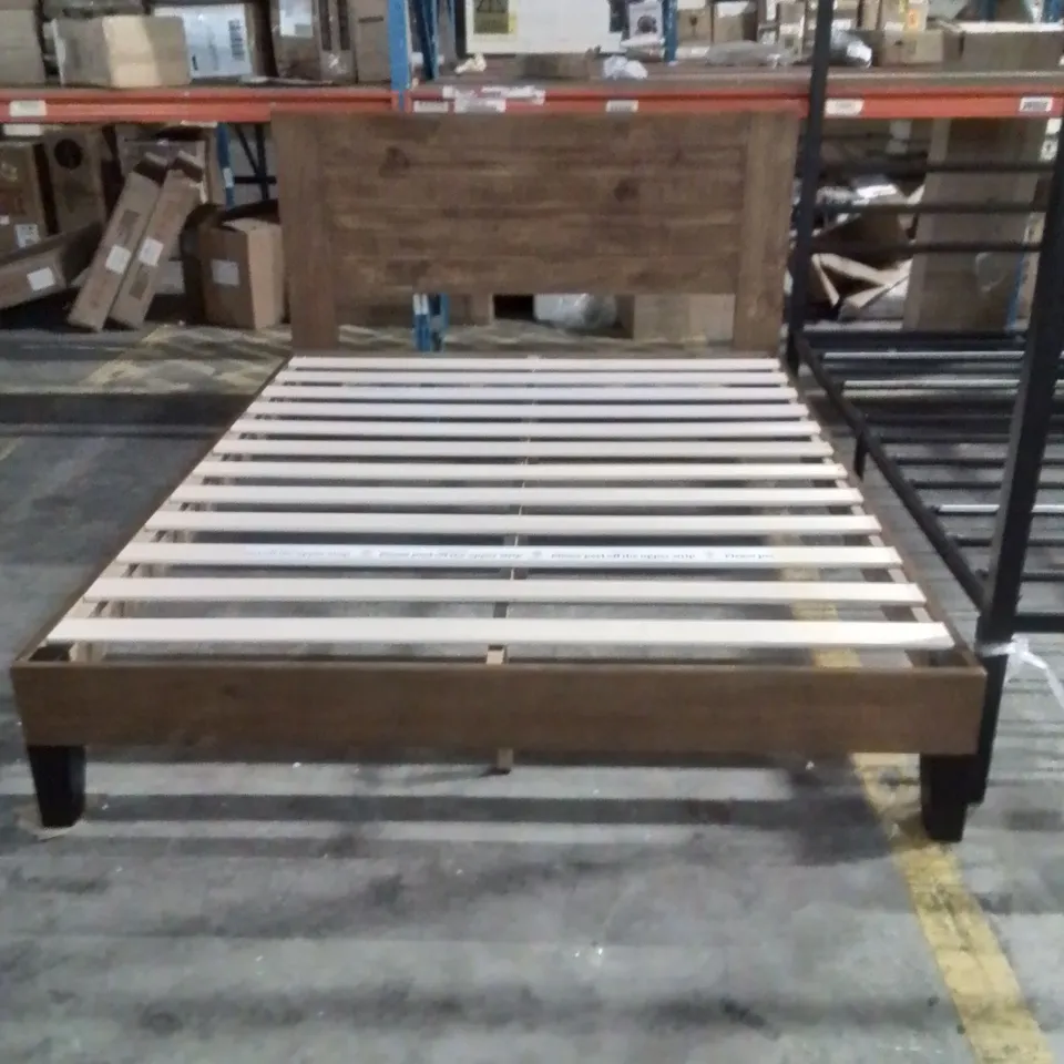 EVELYN MINIMALIST SOLID WOOD BED FRAME WITH HEADBOARD 
