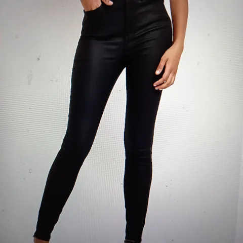 RIVER ISLAND MOLLY MID RISE JEGGING COATED 10S BLACK DENIM JEANS