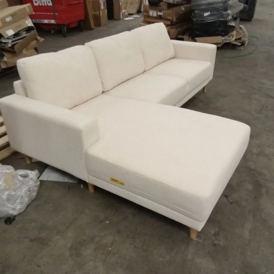 DESIGNER FABRIC UPHOLSTERED L-SHAPED CORNER SOFA - BEIGE