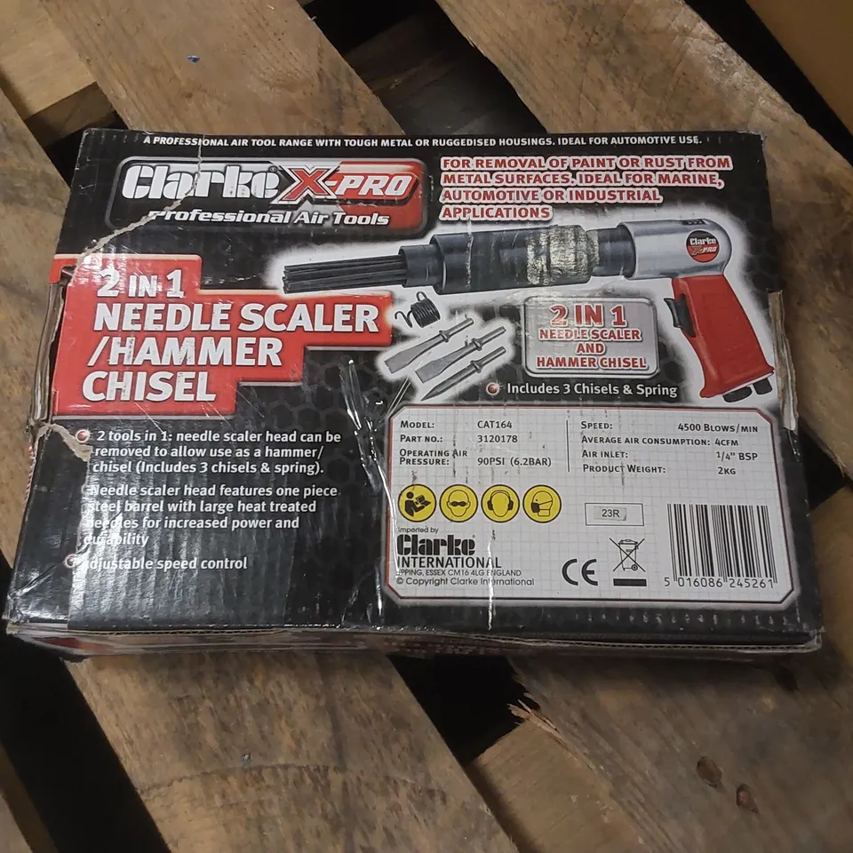 BOXED CLARKE X-PRO CAT164 AIR NEEDLE SCALER & HAMMER CHISEL