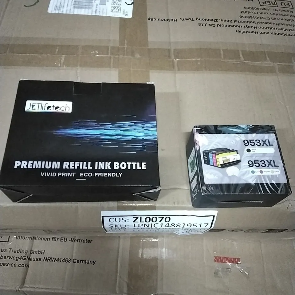 PALLET TO INCLUDE INK CARTRIDGES, REFILL INK BOTTLE,HAIR EXTENSIONS, ROOF SHEETS CORRUGATED,FOOD CONTAINERS,INFLATABLE CAMPING PILLOWS AND YOGA MATS 