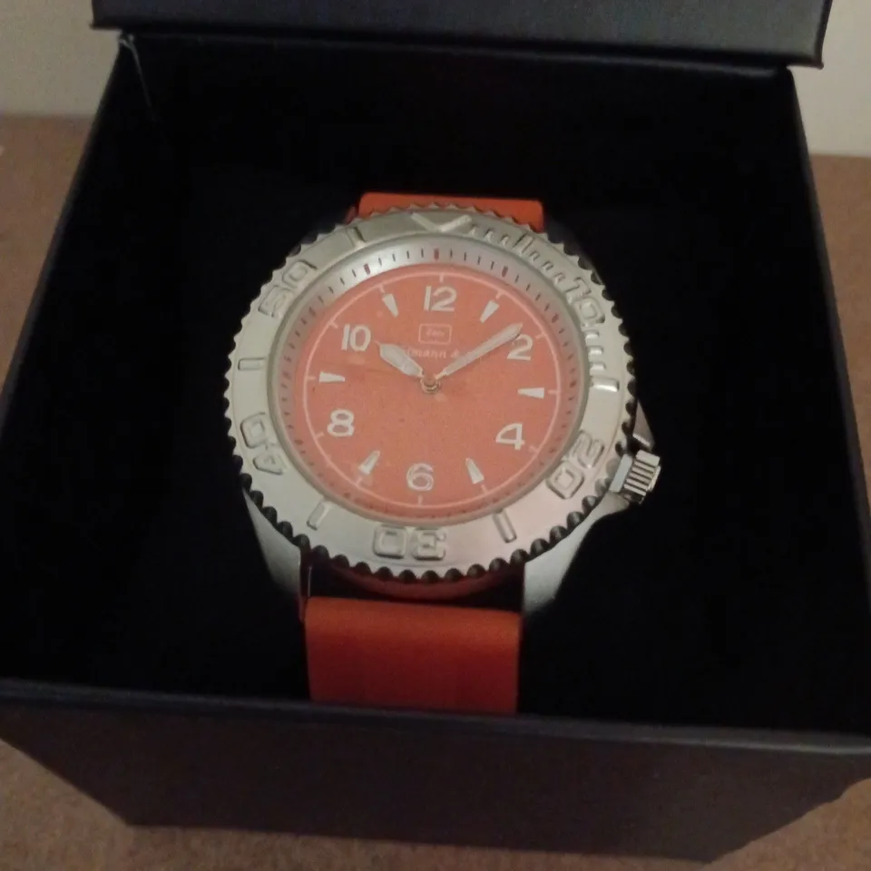 ZIHLMANN & CO STAINLESS STEEL WATCH WITH ORANGE DIAL & ORANGE RUBBER STRAP