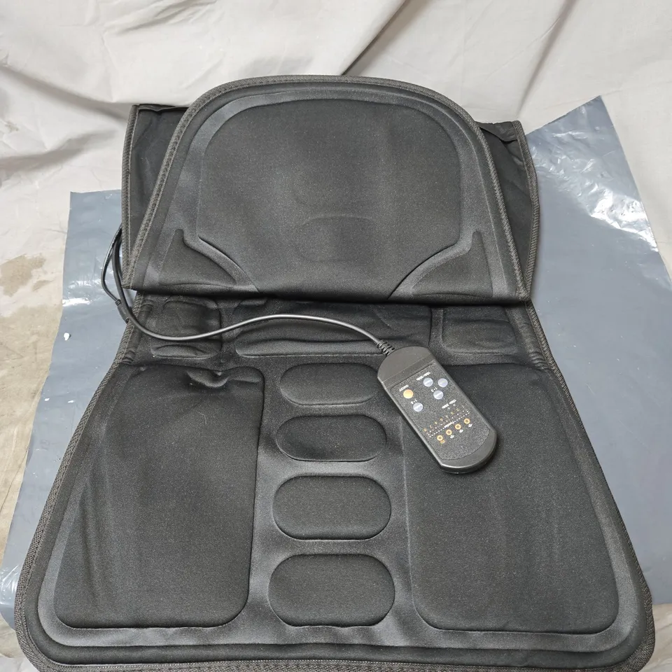 PORTABLE ELECTRIC BACK MASSAGE CUSHION, DESIGNED FOR CHAIRS AND CAR SEATS. UNBOXED WITH PLUG