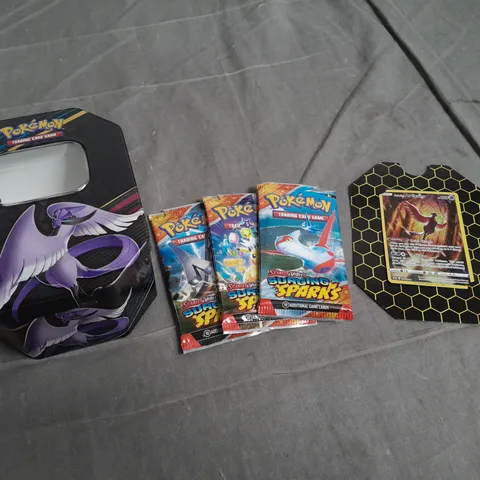 POKEMON ARTICUNO TRADING CARD TIN WITH ARTICUNO CARD AND 3 UNSEALED PACKS