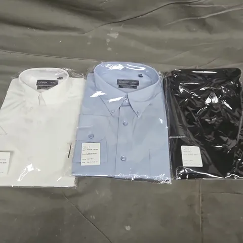 APPROXIMATELY 15 ASSORTED UNEEK SHIRTS IN VARIOUS SIZES & COLOURS TO INCLUDE BLACK, WHITE & LIGHT BLUE