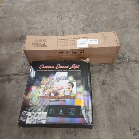 PALLET OF ASSORTED HOUSEHOLD ITEMS AND CONSUMER PRODUCTS TO INCLUDE; DANCE MATS, PAPER SHREDDER, PLAYPEN, TV TRIPOD STAND ETC