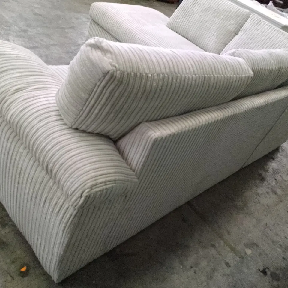 QUALITY DESIGNER 2PCS CORNER SOFA WITH RHF CHAISE - IVORY CORDUROY FABRIC