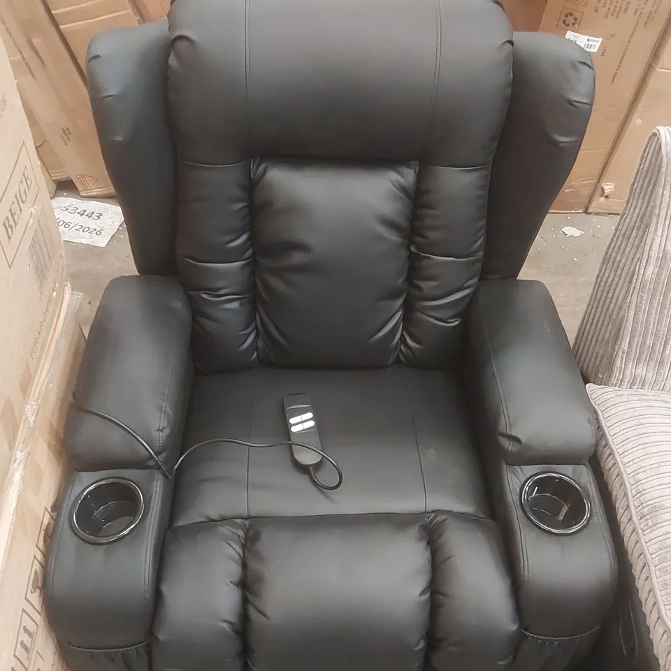 QUALITY DESIGNER LEATHER UPHOLSTERED ELECTRIC RECLINER ARMCHAIR 
