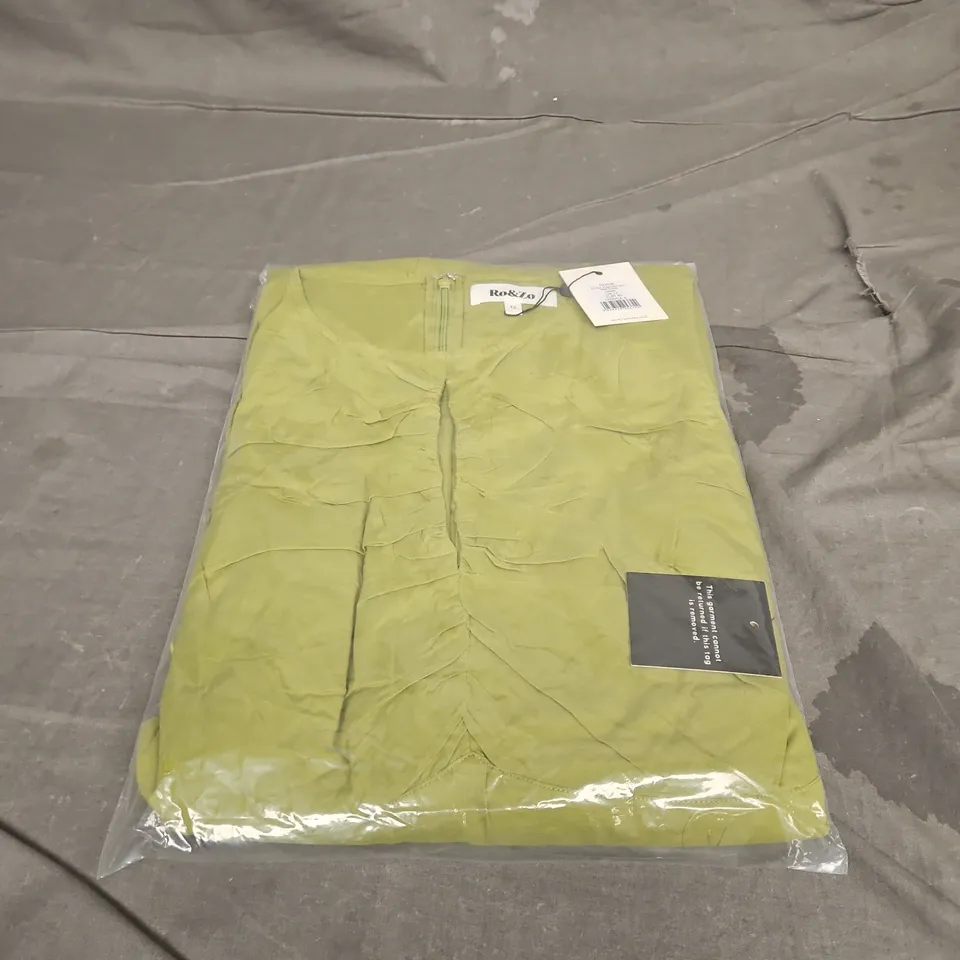 RO&ZO COTTON KEYHOLE FRONT MIDI DRESS IN GREEN SIZE 12