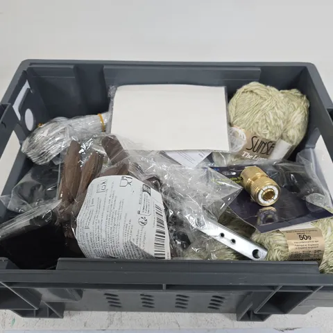 APPROXIMATELY 15 ASSORTED HOUSEHOLD PRODUCTS TO INCLUDE WOOL , FEMALE BRASS HOSE CONNECTOR AUTO STOP AND MPL MOLY GREASE