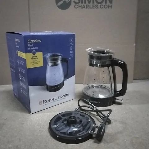 BOXED RUSSELL BLACK GLASS KETTLE 