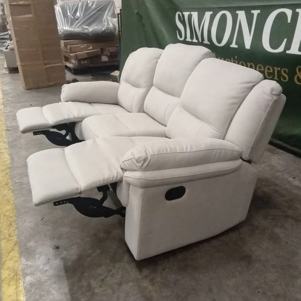 ALBION FABRIC 3 SEATER HIGH BACK MANUAL RECLINER SOFA - GREY RRP £749