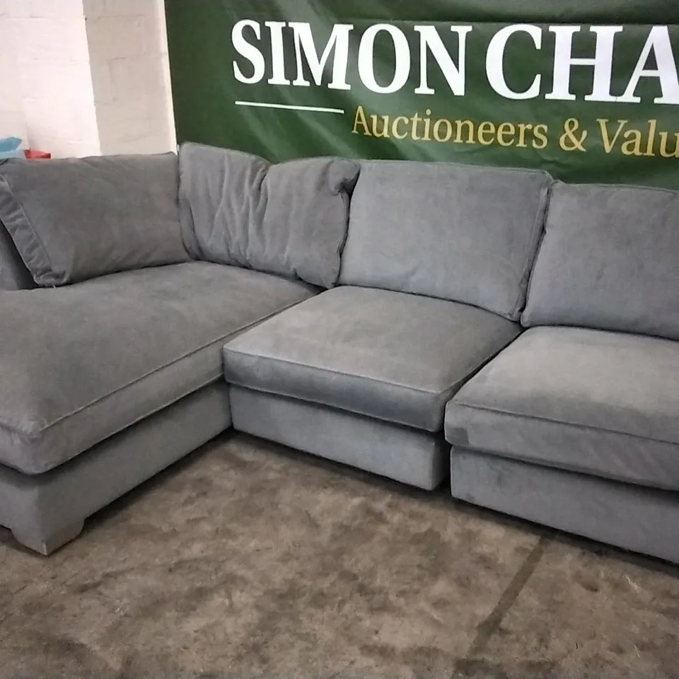 QUALITY DESIGNER LOUNGE CO IMOGEN CORNER SOFA WITH CHAISE END IN GREY VELVET