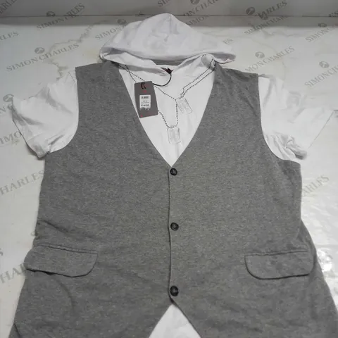 BLUE INK DOG TAG WAISTCOAT TSHIRT - SIZE XL