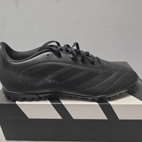 BOXED PAIR OF ADIDAS GOLETTEO IX TF BOOTS IN BLACK - UK 8.5