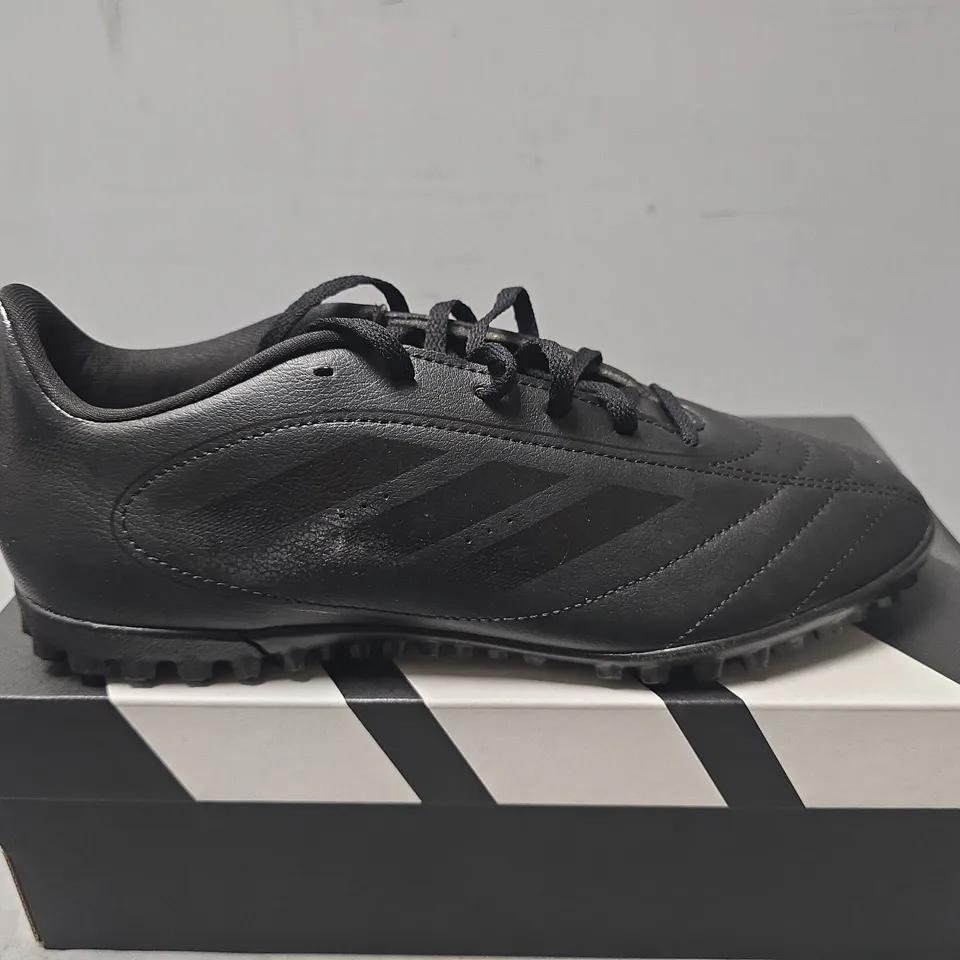 BOXED PAIR OF ADIDAS GOLETTEO IX TF BOOTS IN BLACK - UK 8.5