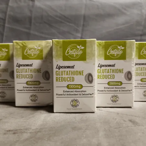 SET OF 5 SEALED PACKS OF CESTFILO LIPOSOMAL GLUTATHIONE REDUCED 1300MG FOOD SUPPLEMENTS (60 SOFTGELS PER PACK