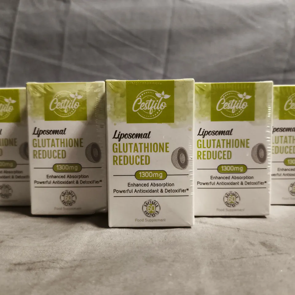 SET OF 5 SEALED PACKS OF CESTFILO LIPOSOMAL GLUTATHIONE REDUCED 1300MG FOOD SUPPLEMENTS (60 SOFTGELS PER PACK
