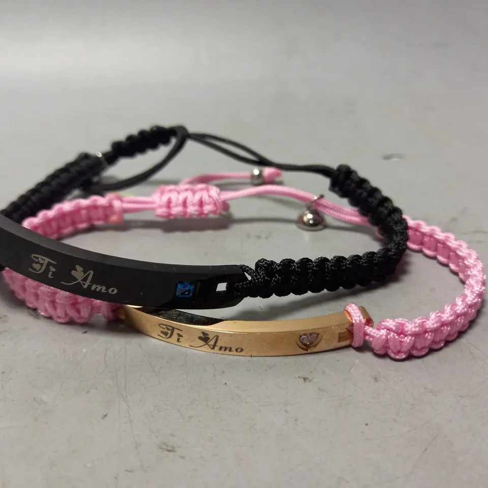 BOXED NEHZUS BRACELET DUO SET IN PINK AND BLACK