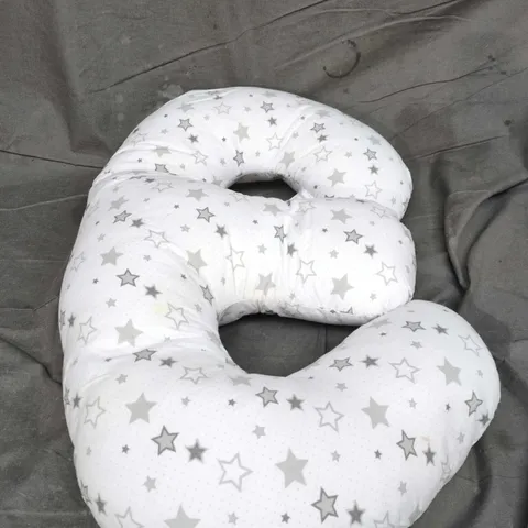 U-SHAPED MATERNITY & NURSING CUSHION - WHITE WITH GREY STARS