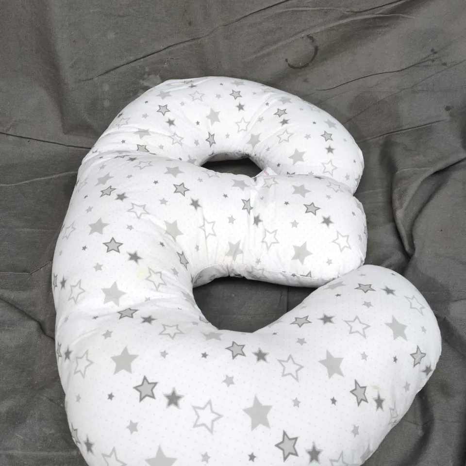 U-SHAPED MATERNITY & NURSING CUSHION - WHITE WITH GREY STARS