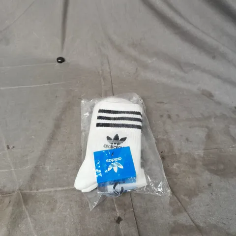 ADIDAS 3 PACK WHITE SOCKS UK 8.5 - 10