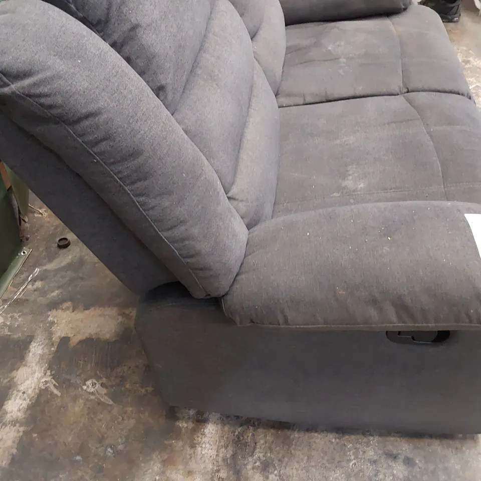 DESIGNER 2 SEATER GREY FABRIC RECLINING SOFA