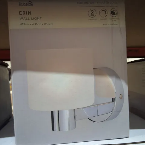 BOXED DUNELM ERIN WALL LIGHT – CHROME WITH FROSTED GLASS
