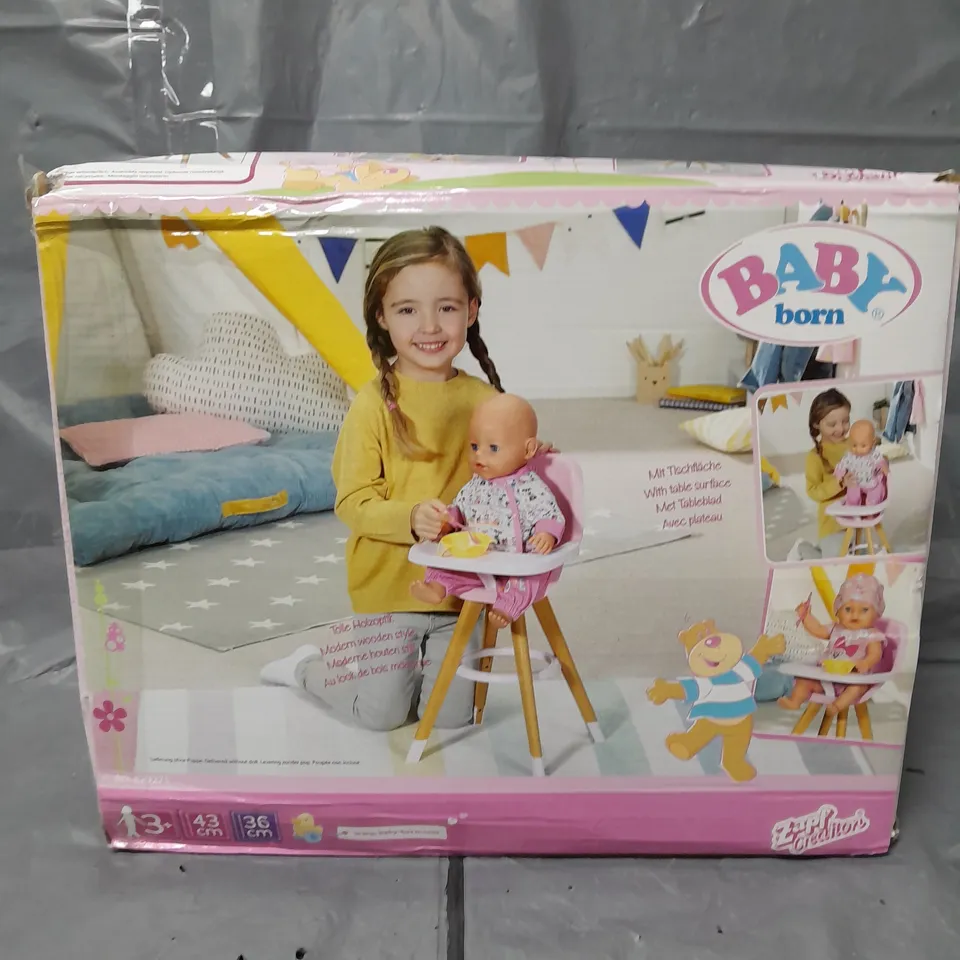 BOXED BABY BORN HIGH CHAIR  RRP £28.99