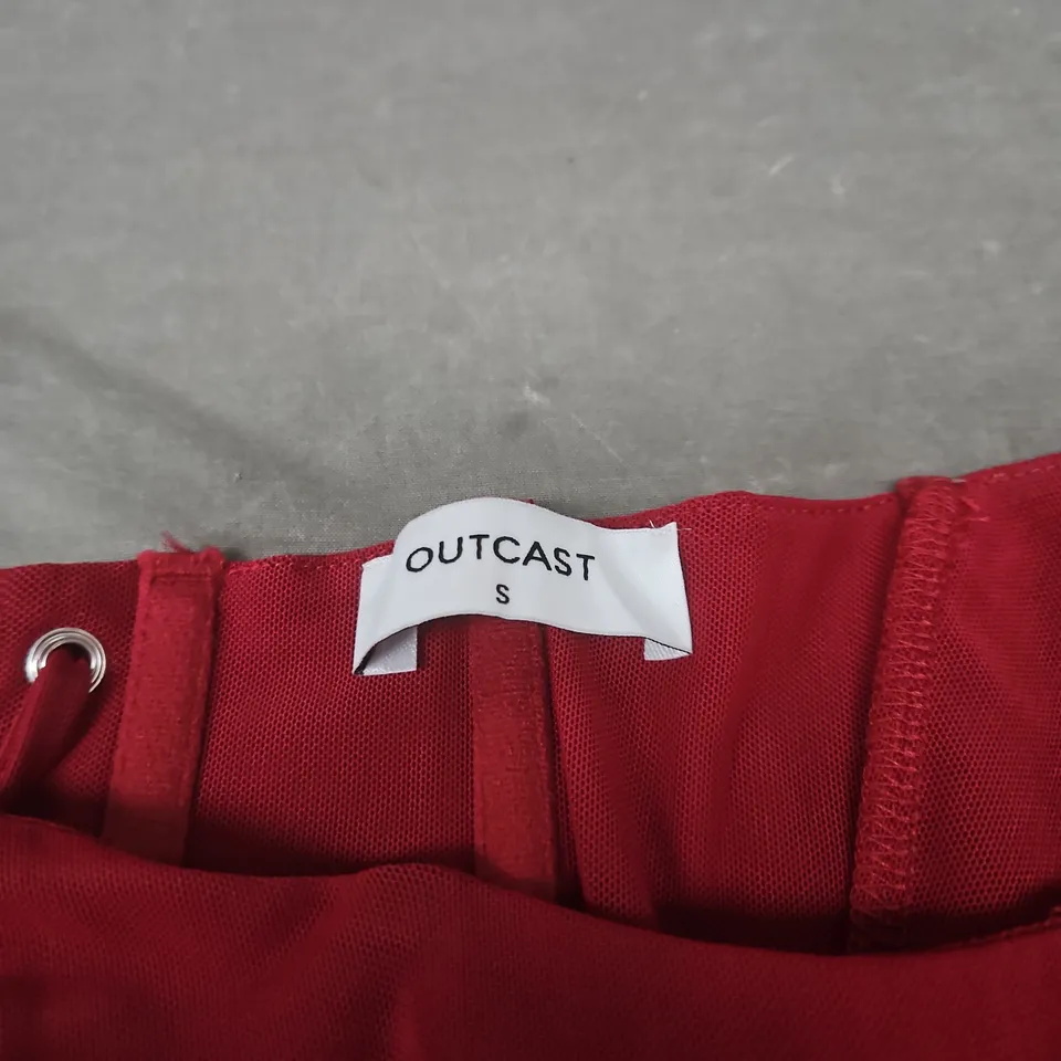 OUTCAST RED DRESS WITH LACE-UP BACK, SIZE S
