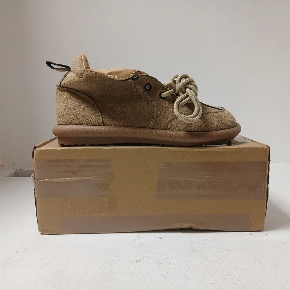 BOXED PAIR OF UNBRANDED SHOES IN TAUPE ASIAN SIZE 235