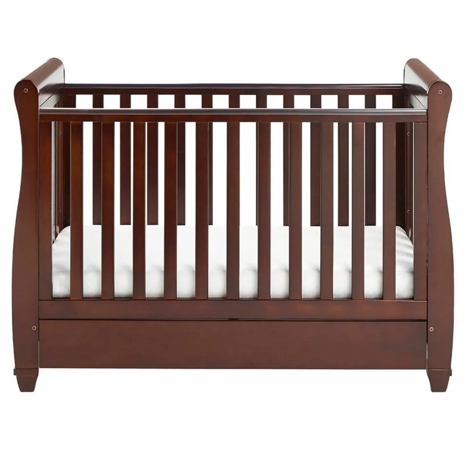 BOXED EVA COT BED DROPSIDE WITH DRAWER - BROWN