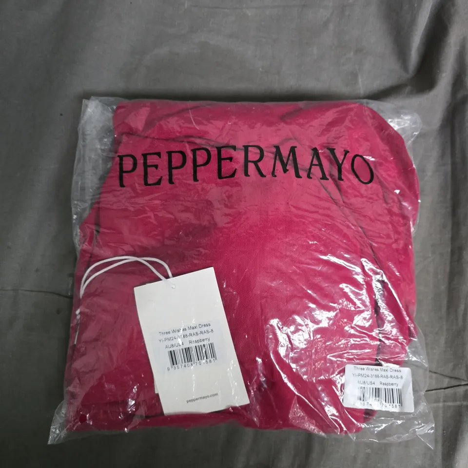 BAGGED PEPPERMAYO THREE WISHES MAXI DRESS IN RASPBERRY - SIZE 8