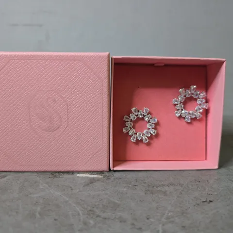 BOXED SWAROVSKI MILLENIA SILVER HOOP EARRINGS 