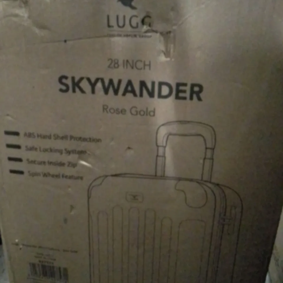 BOXED KEPLIN LUGG 28INCH SKYWANDER TRAVEL SUITCASE ROSE AND GOLD COLOUR 