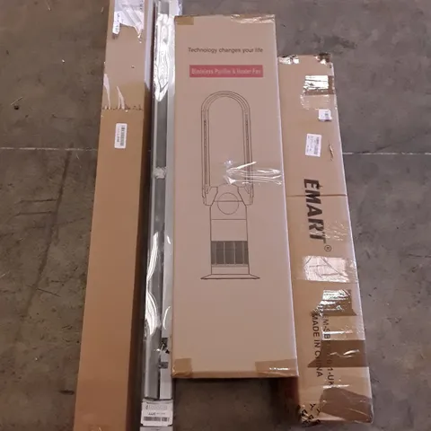 PALLET OF ASSORTED PRODUCTS INCLUDING LED BALLEN LIGHT, ROLLER BLIND, BLADELESS PURIFIER & HEATER FAN, EMART PHOTOGRAPHY LIGHTING