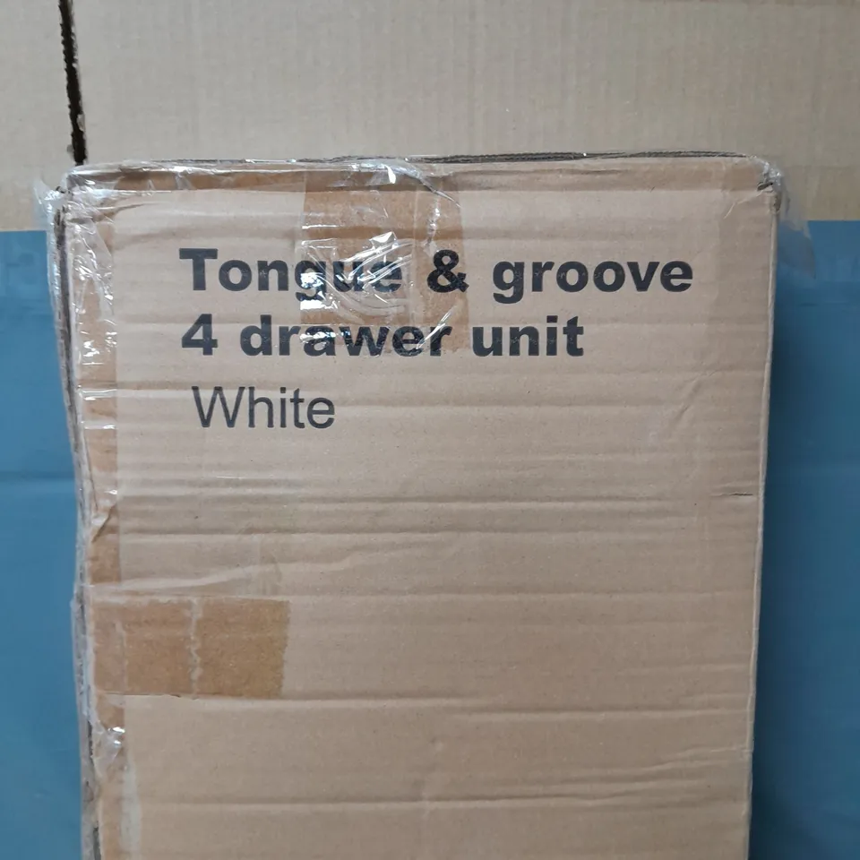 UNBRANDED TONGUE AND GROOVE 4 DRAWER UNIT - WHITE