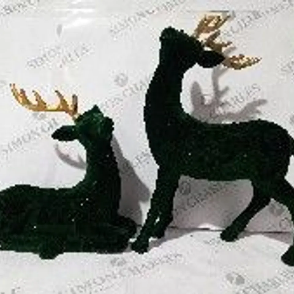 ALISON CORK SET OF 2 VELVET HENRY STAGS