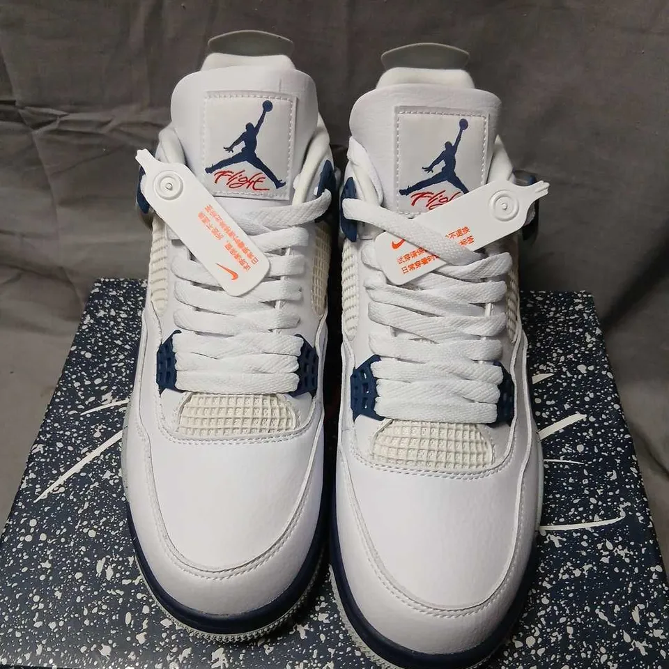 AIR JORDAN 4 RETRO WHITE/MIDNIGHT NAVY – UK9 (US10) SNEAKERS